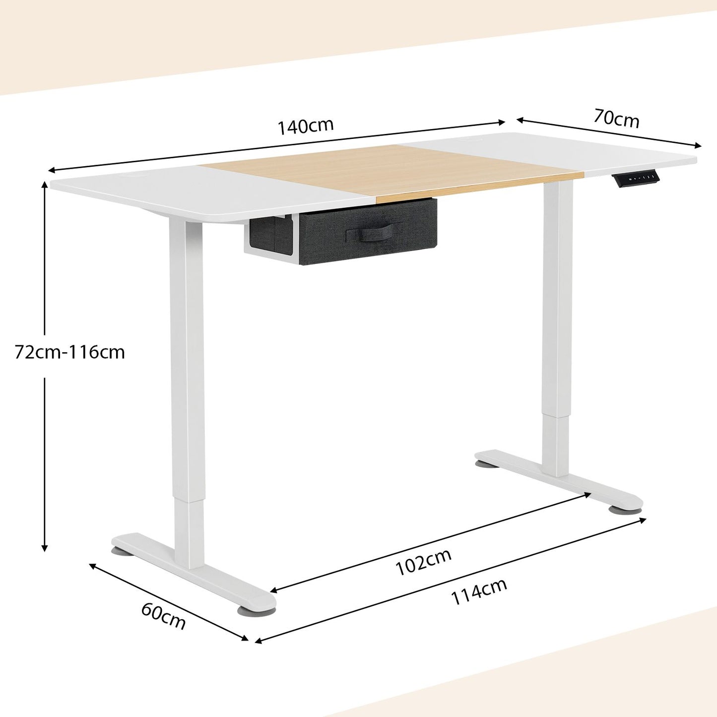 Electric Height-Adjustable Standing Desk with Integrated USB Charging: Enhance Your Workspace Comfort and Productivity