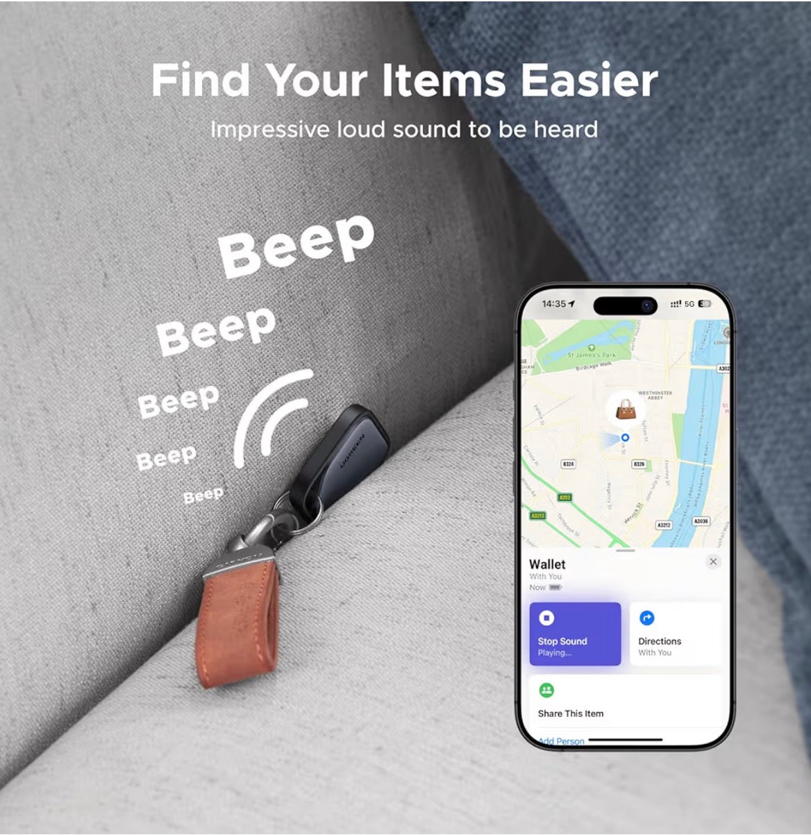 UGREEN FineTrack 4-Pack Tracker Tags Apple Find My 2-Year Battery