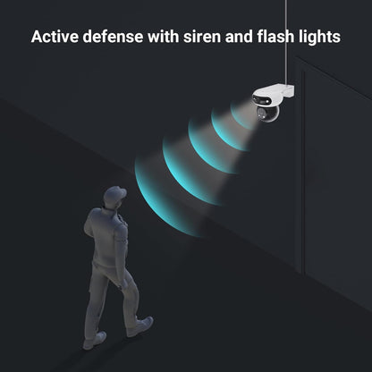 C90 Dual Lens 8MP (4MP+4MP) Wifi Outdoor Security Camera, 360° Surveillance Cameras, CCTV Cameras, Colour Night Vision, AI Person/Vehicle Detection, Two-Way Audio, Alexa, Waterproof
