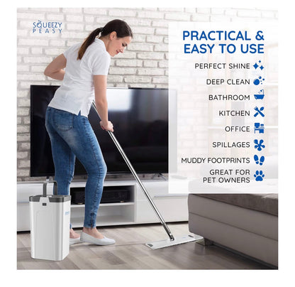 SqueezyPeasy Premium Flat Mop & Bucket Set