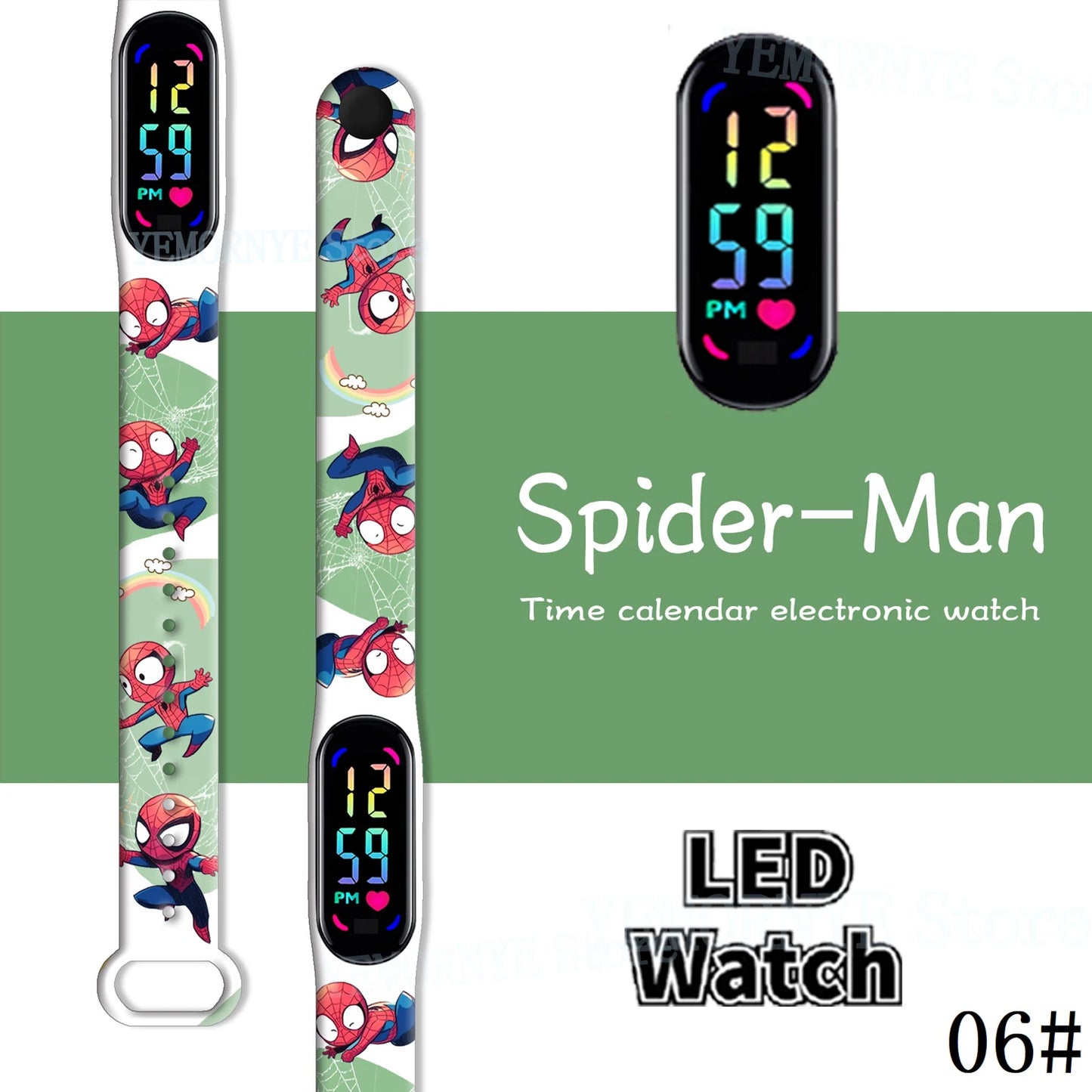 Disney Spider Man Children'S Cartoon Anime Character Luminous Bracelet Watch LED Touch Waterproof Clock Sports Gifts Christmas H