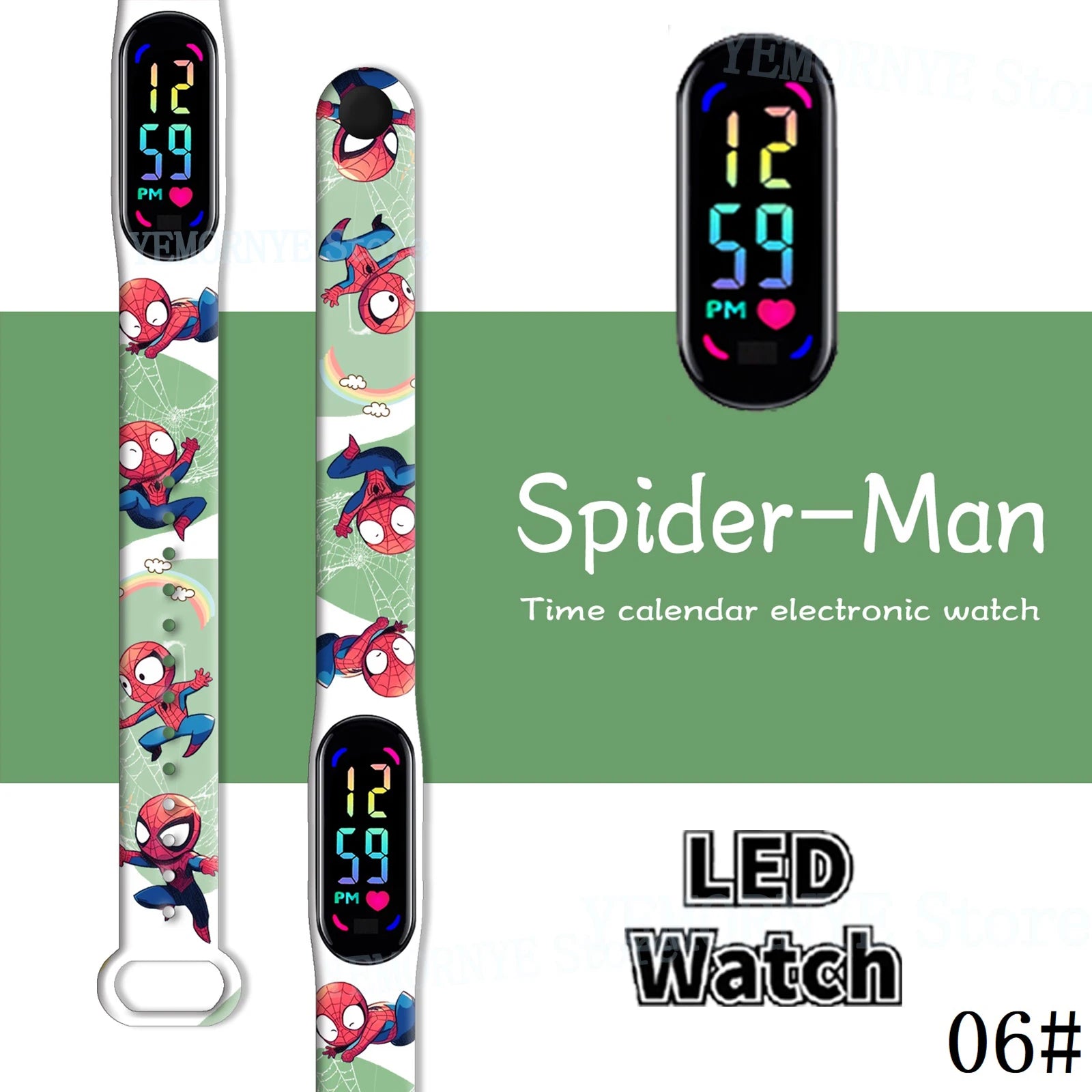 Disney Spider Man Children'S Cartoon Anime Character Luminous Bracelet Watch LED Touch Waterproof Clock Sports Gifts Christmas H
