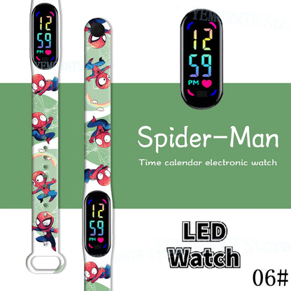 Disney Spider Man Children'S Cartoon Anime Character Luminous Bracelet Watch LED Touch Waterproof Clock Sports Gifts Christmas H