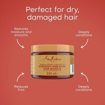 Sheamoisture Manuka Honey & Mafura Oil Intensive Hydration Hair Mask Sulphate and Silicone Free for Dry, Damaged Hair 355 Ml