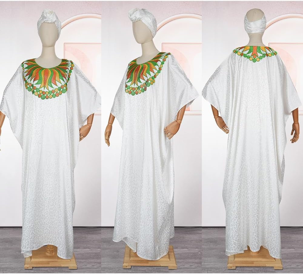 African Dresses for Women Fashion Beading Rhinestone Kaftan Maxi Dress
