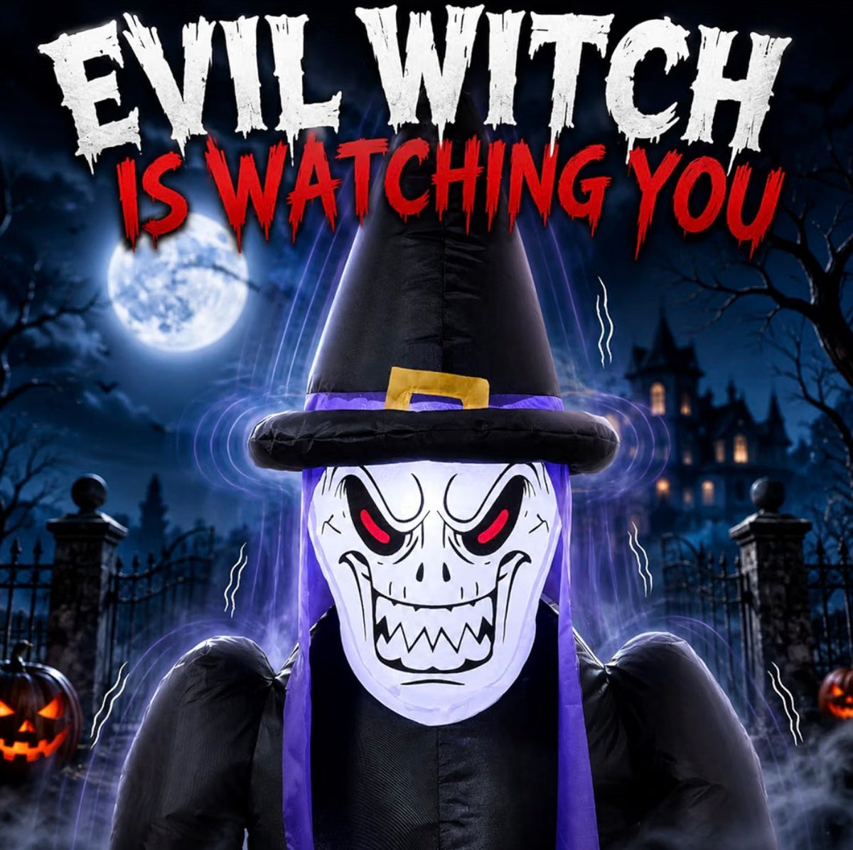 Warmiehomy 6FT Halloween Inflatable Hanging Evil Witch Decoration