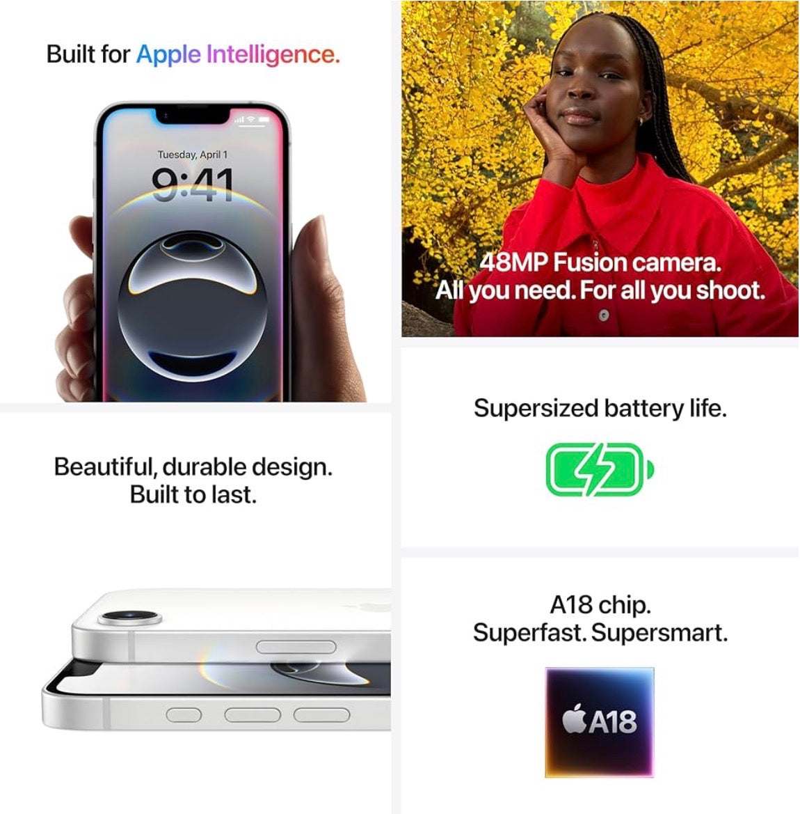 Apple iPhone 16e 128GB A18 Chip 48MP Fusion Camera Apple Intelligence