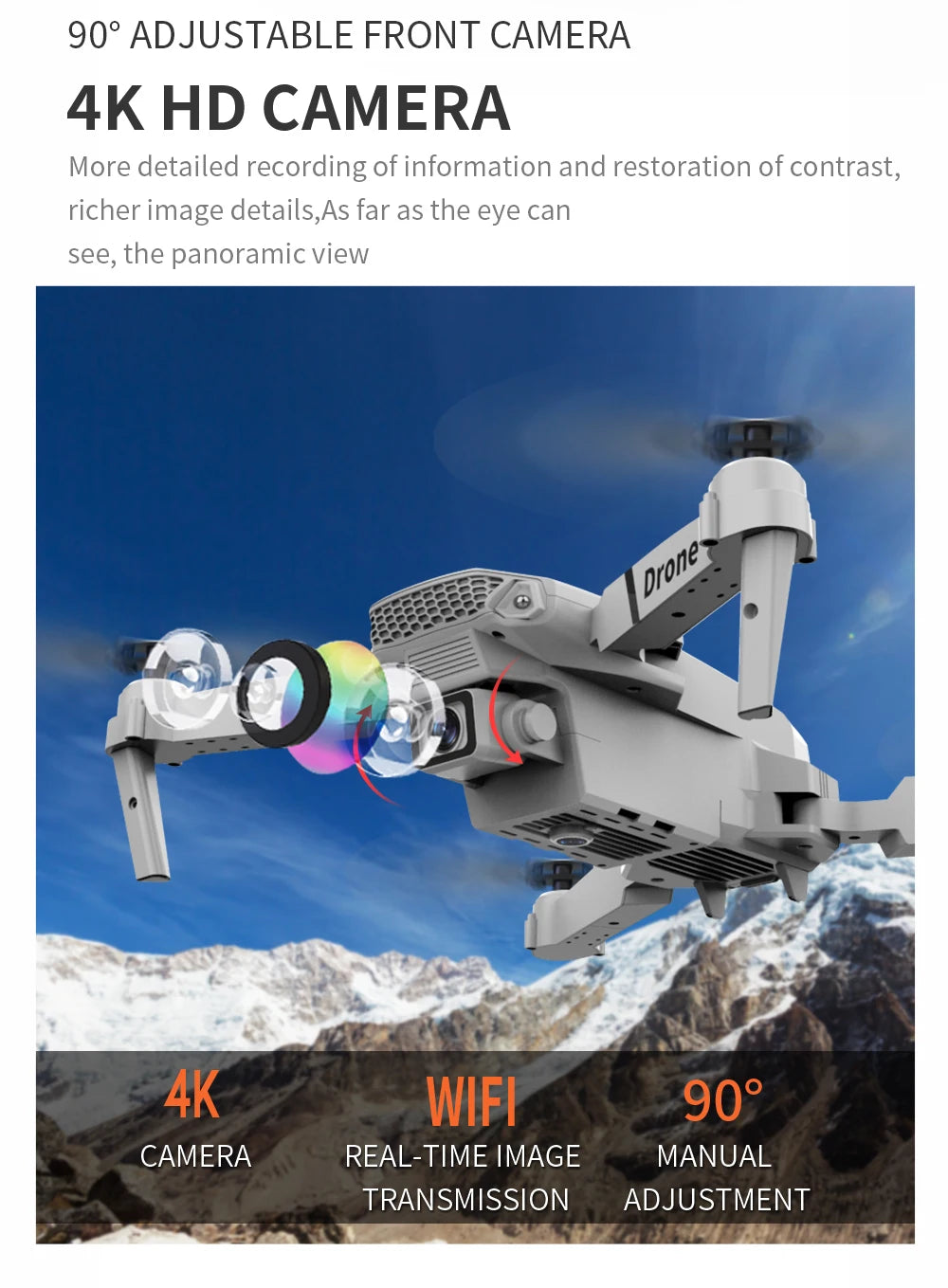 Professional E88 Drone: 4K UHD Camera, WiFi FPV, Altitude Hold & Portable Foldable Design for Aerial Excellence