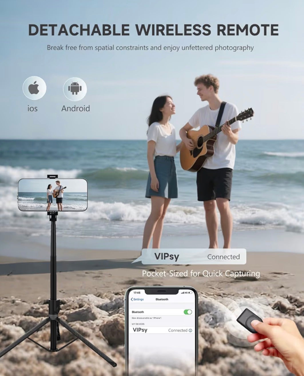 180cm Phone Tripod Selfie Stick with Wireless Remote