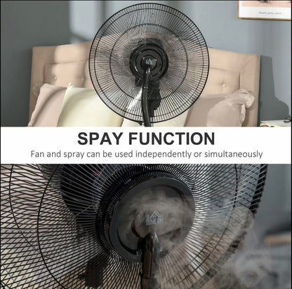 HOMCOM Pedestal Fan with Water Mist Spray 3.1L Tank