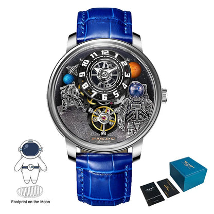 INDU Watch Men New Sace Series Unique Design Three-Dimensional Dial Arabic Numerals Luminous Sahire Mechanical Watch W2101B