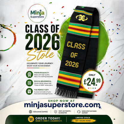 Class of 2026 Graduation Stole – Kente Style Graduation Scarf