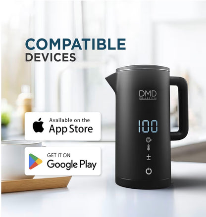 DMD Collective Store Smart Kettle 1.5L, Wi-Fi Touchscreen, Voice Control with Alexa & Google | Digital Temperature Display, Double Wall & Anti-Scalding Design, Energy-Efficient 2200W