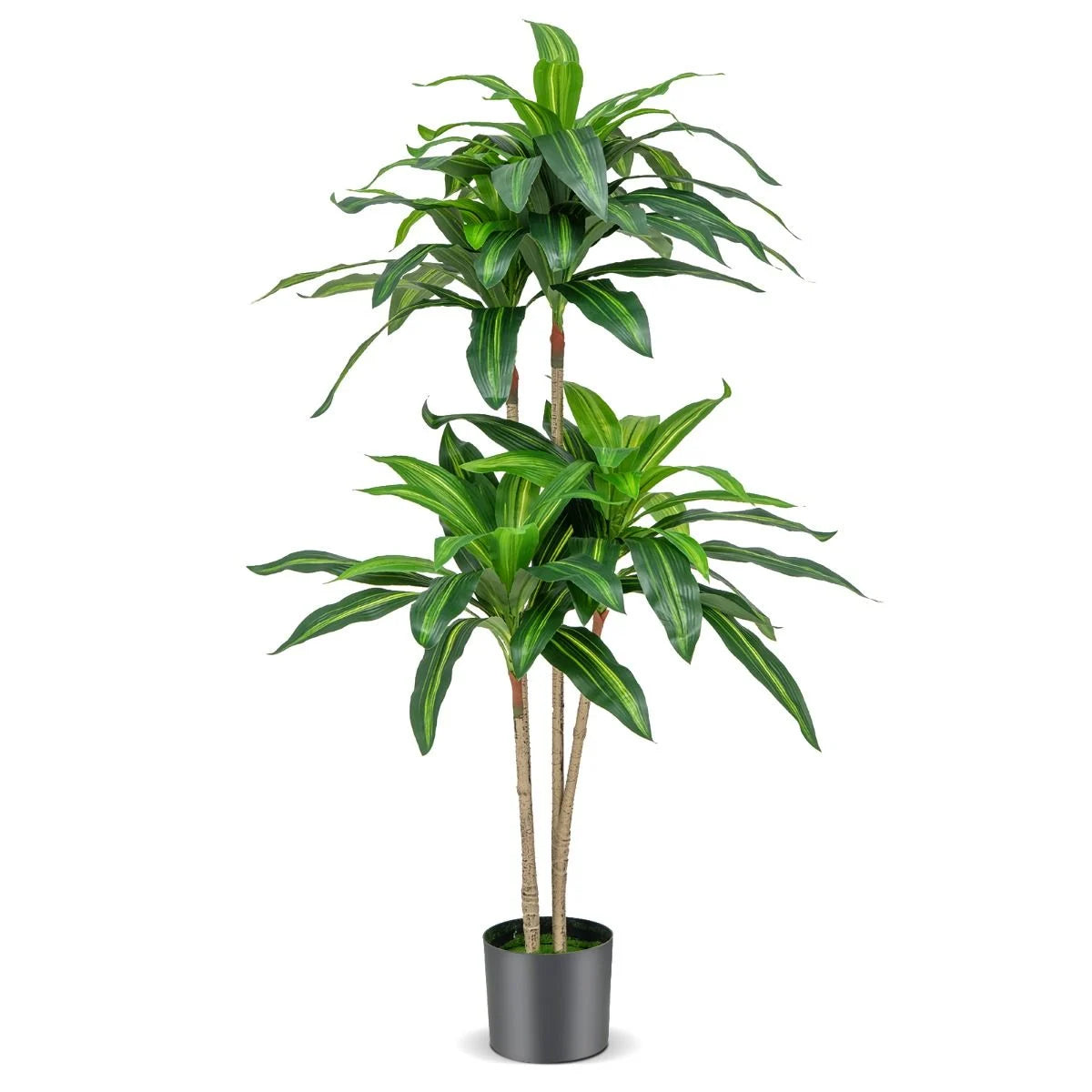 Luxurious 140 cm Artificial Dracaena Plant with 92 Lush Leaves and Sturdy Cement Pot