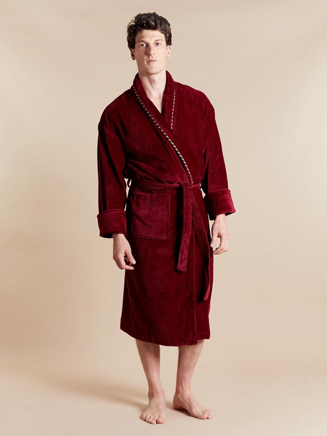 Men'S British Bathrobe - the Earl Claret