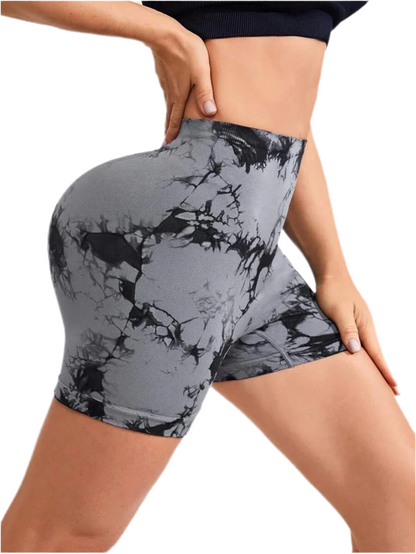 3 PACK Tie Dye Active Wear Shorts, Butt Lift Leggings