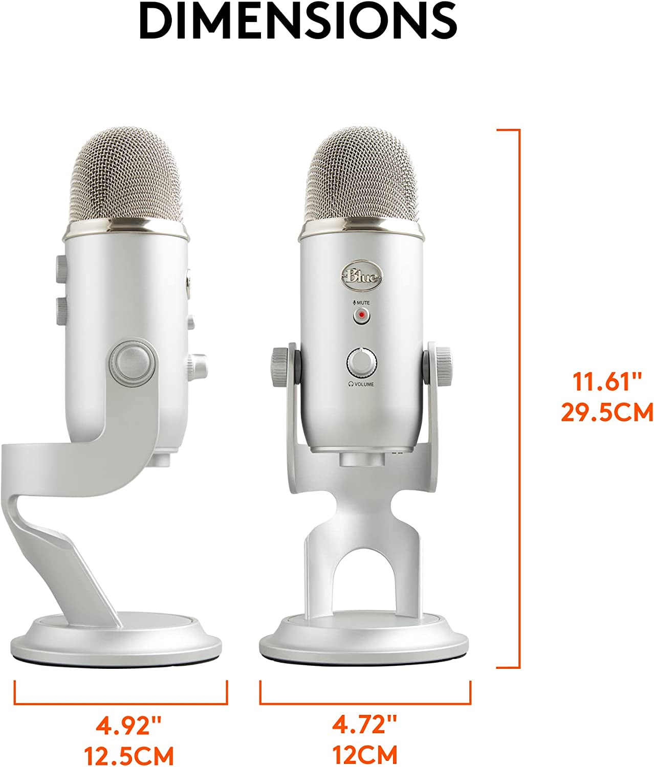Blue Yeti USB Microphone for Recording, Streaming, Gaming, Podcasting on PC and Mac, Condenser Mic for Laptop or Computer with Blue VO!CE Effects, Adjustable Stand - Silver