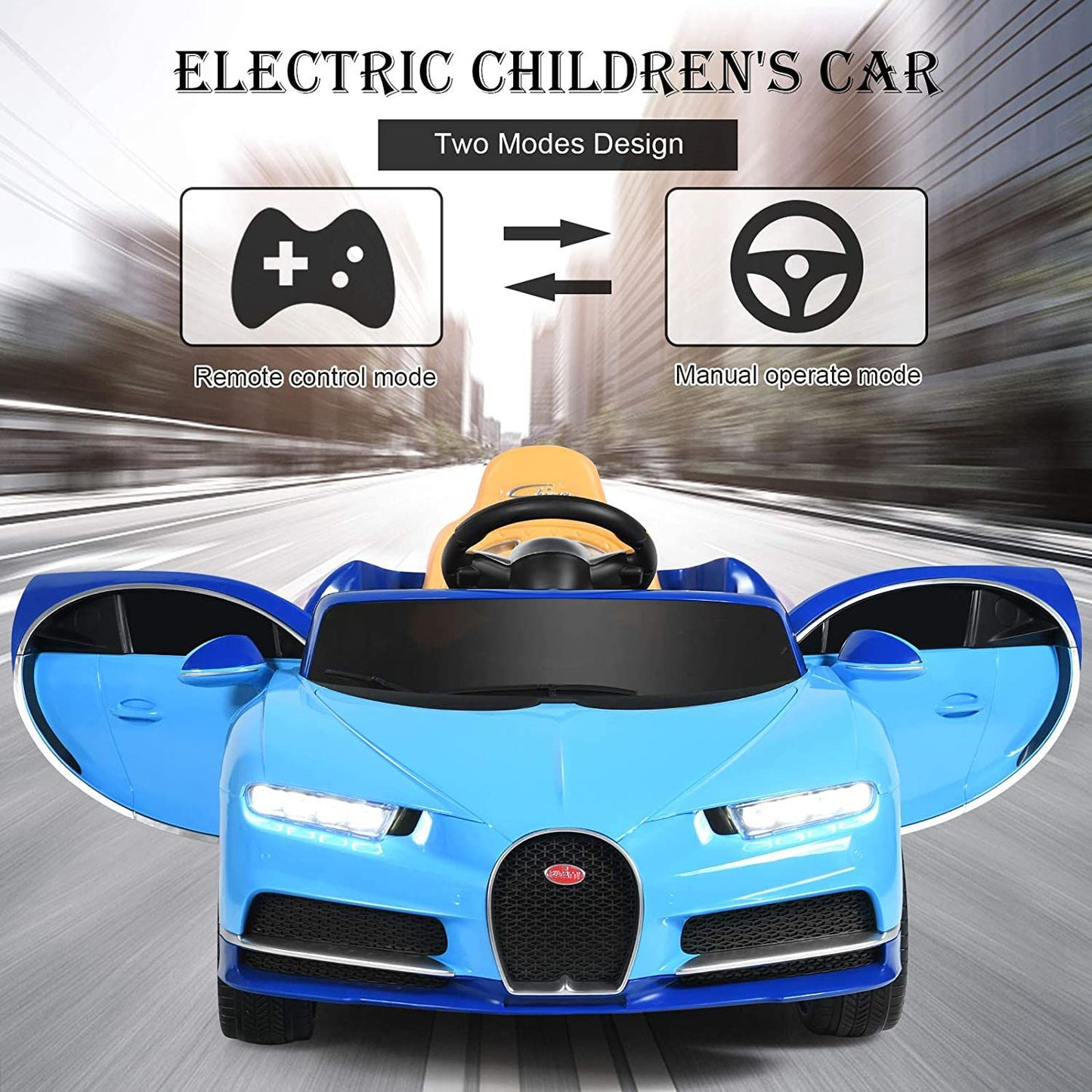 Exciting 12V Licensed Bugatti Battery-Powered Ride-On Car with Remote Control for Kids