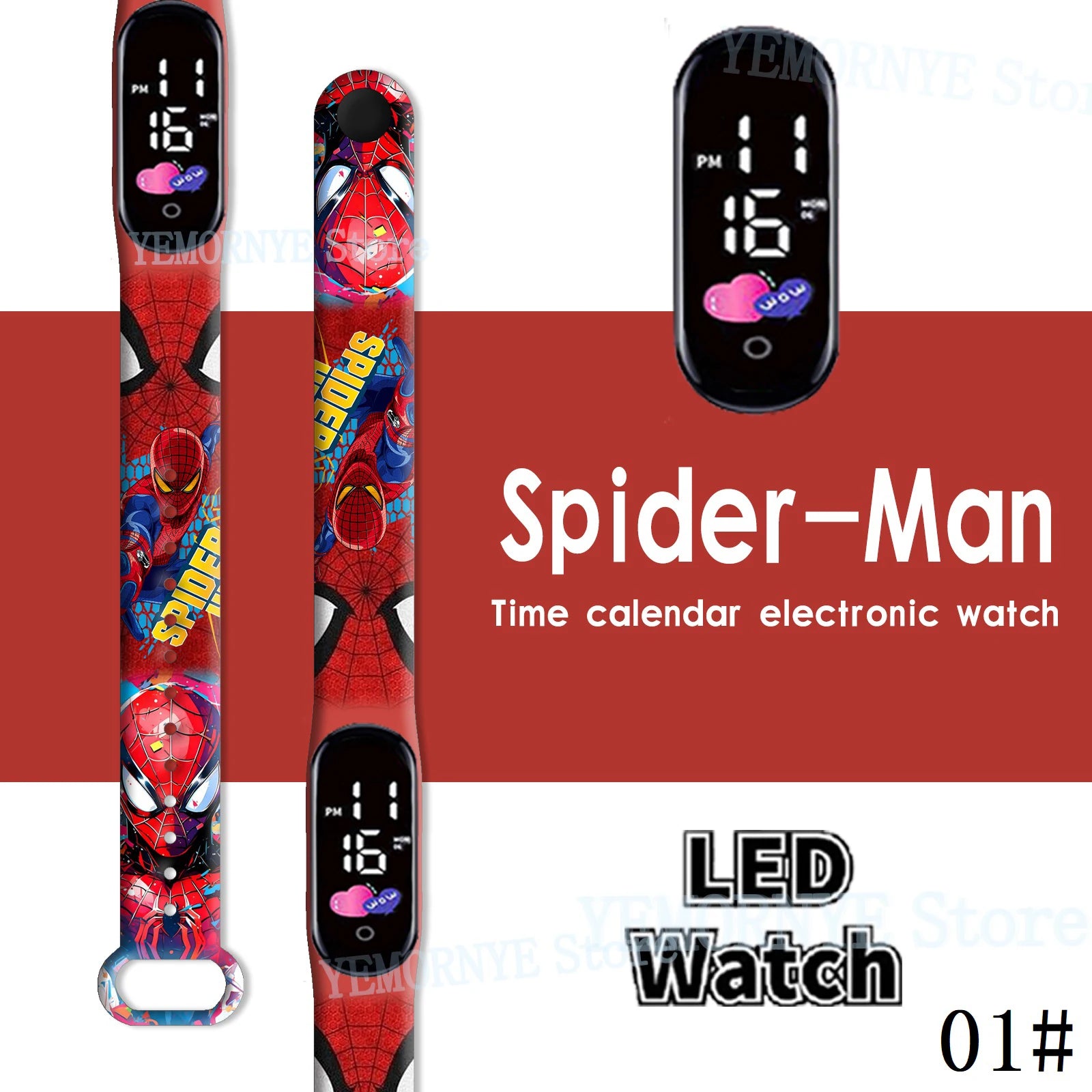 Disney Spider Man Children'S Cartoon Anime Character Luminous Bracelet Watch LED Touch Waterproof Clock Sports Gifts Christmas H