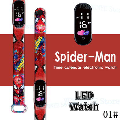 Disney Spider Man Children'S Cartoon Anime Character Luminous Bracelet Watch LED Touch Waterproof Clock Sports Gifts Christmas H