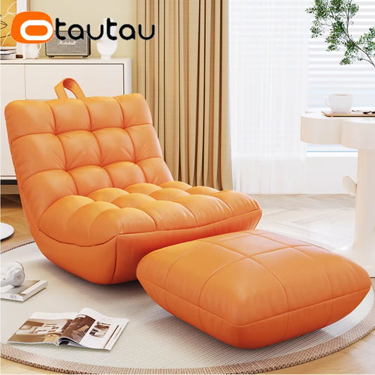 Bean Bag Lounger Cover without Filler Floor Seat Lazy Sofa Bed Couch Beanbag Sac with Footrest Stool Ottoman SF024
