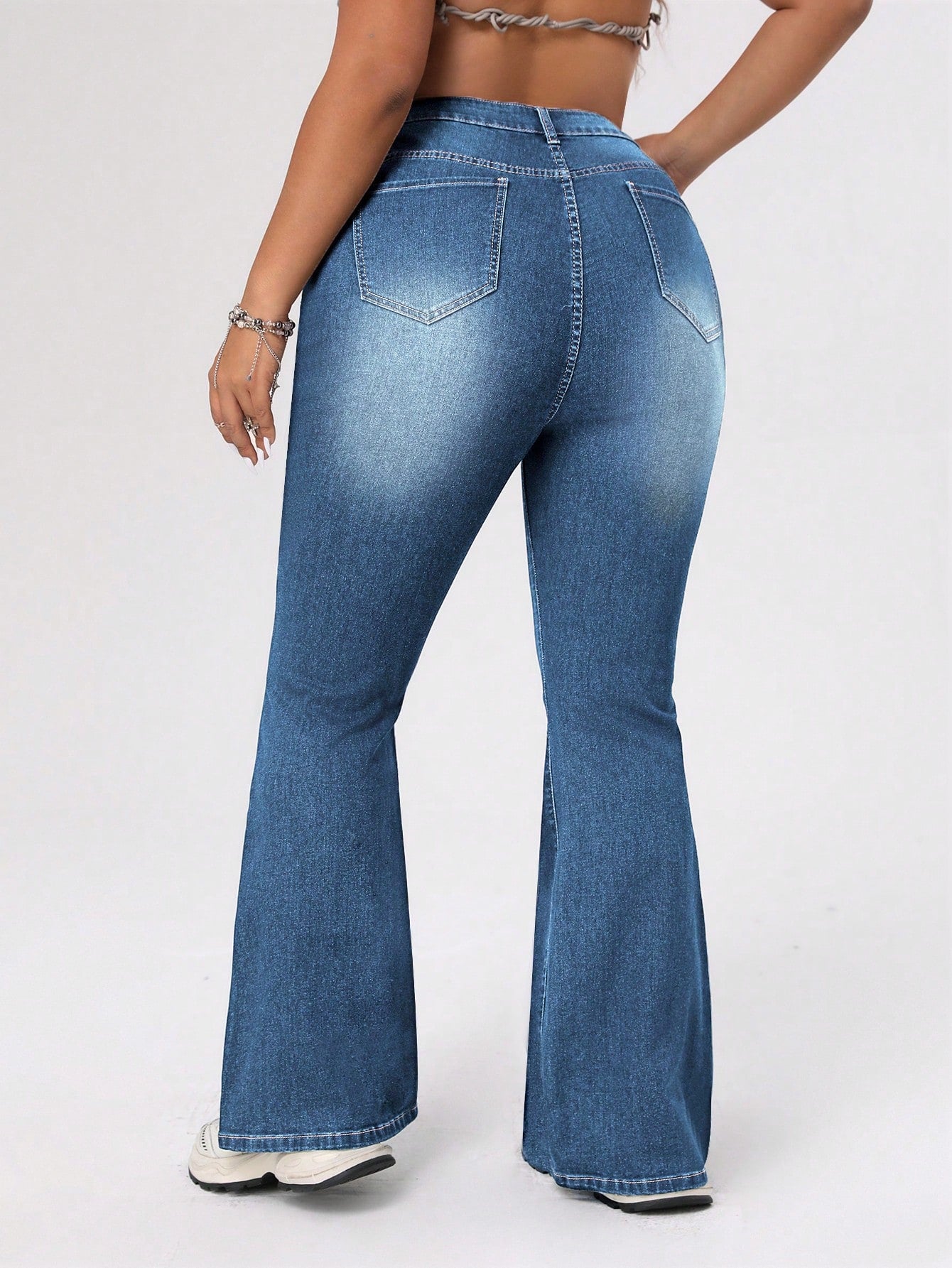 ICON Plus Size Women's Distressed Flared Jeans