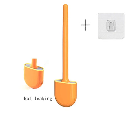 Hanging Silicone Toilet Brush with Extended Handle and Quick-Drying Holder - The Ultimate Bathroom Cleaning Solution