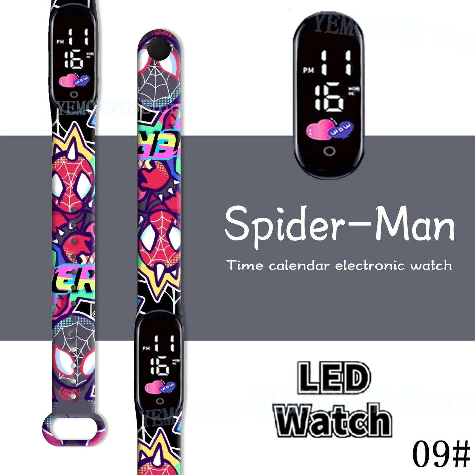 Disney Spider Man Children'S Cartoon Anime Character Luminous Bracelet Watch LED Touch Waterproof Clock Sports Gifts Christmas H