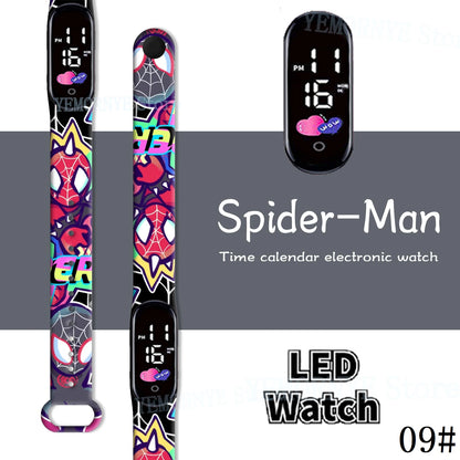 Disney Spider Man Children'S Cartoon Anime Character Luminous Bracelet Watch LED Touch Waterproof Clock Sports Gifts Christmas H