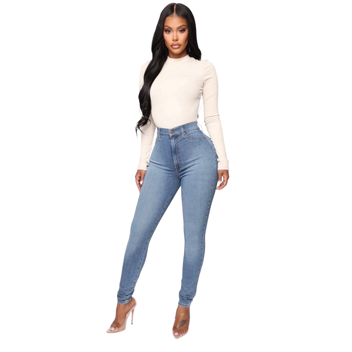 Flex Game Strong Super High Rise Skinny Jeans Light Wash