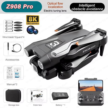 Z908 Pro Max Professional Drone with 8K GPS Dual HD Aerial Photography, FPV, Brushless Motors, and Obstacle Avoidance - 9000M Range