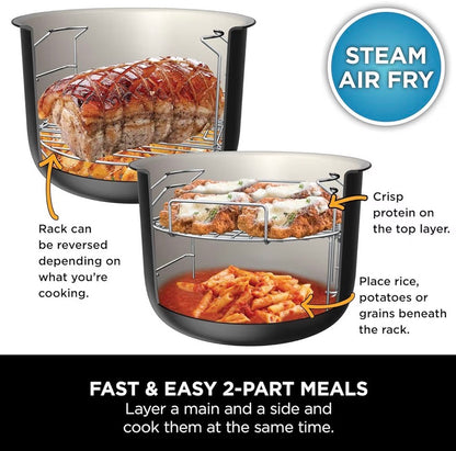 Foodi 11-in-1 SmartLid Multi-Cooker, 6L, Electric Pressure Cooker & Air Fryer, Layer Mains & Sides with Reversible Rack, Cooks 4 Portions, Dishwasher Safe Parts, Stainless Steel/Black OL550UK