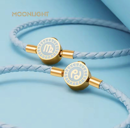 MOONLIGHT 12 Constellation Charm Bracelet Braided Leather Bracelet Leo Aries Gemini Taurus Libra Couple Accessories Jewelry Gift