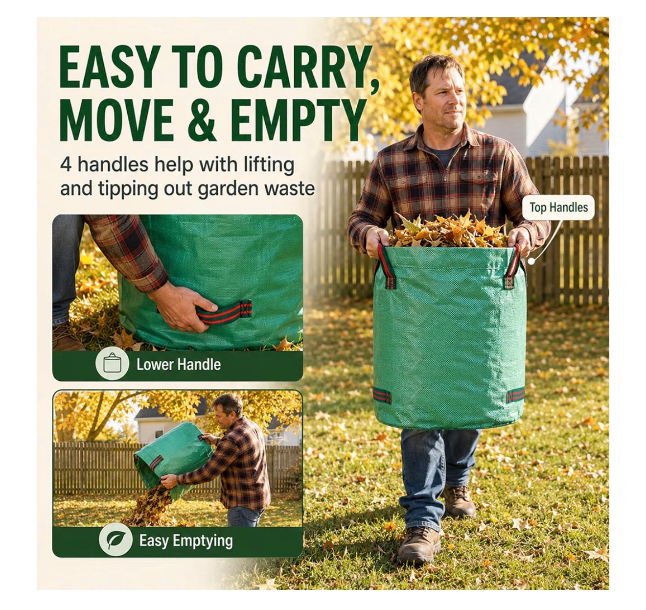 Singwow 500L Garden Waste Bags 2 Pack Heavy Duty Reusable Sacks