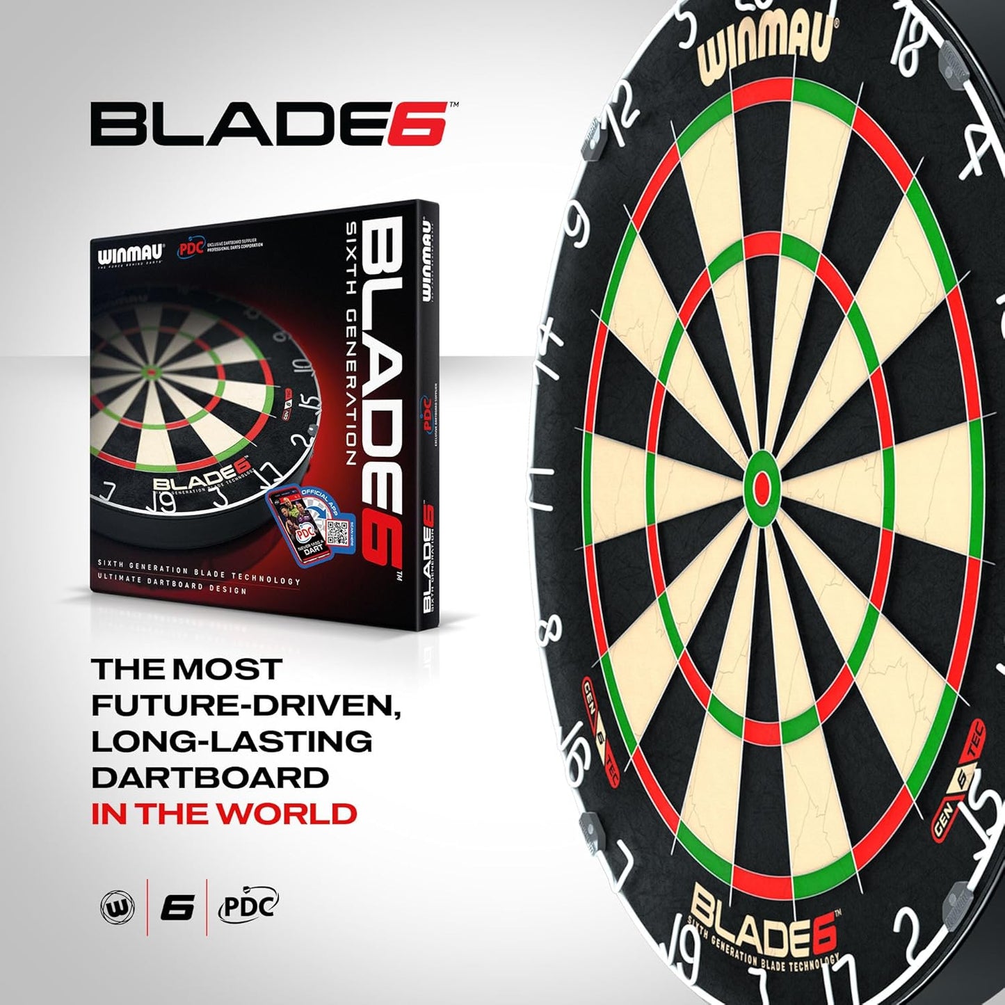 Darts Blade 6 Professional Bristle Dartboard with Official Tournament Specifications | Endorsed by the PDC