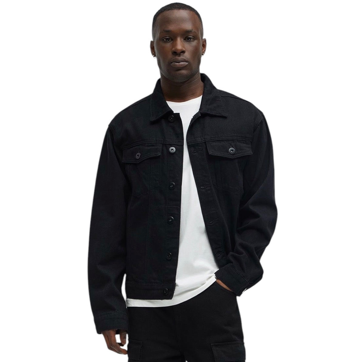 These Streets Cargo Buckle Straps Baggy Jeans Black
