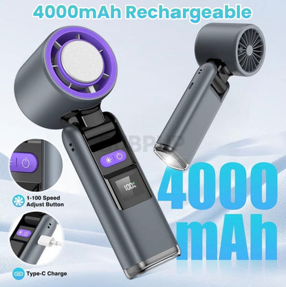 Portable Handheld Turbo Fan 4000mAh Rechargeable Mini Cooling Fan
