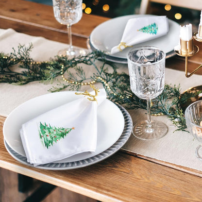 12 Pcs 43 X 43 Cm Christmas Napkins Soft Comfortable Cloth Napkin Reusable Satin Table Napkin for Home, Restaurants, Parties(Christmas Tree)
