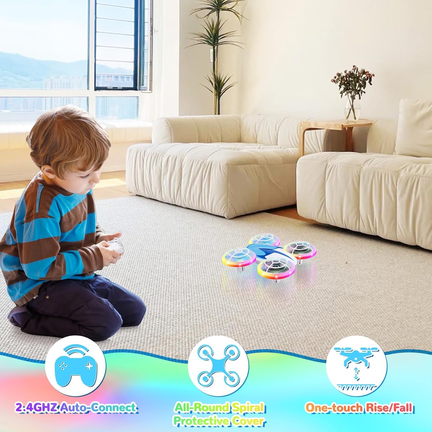 Mini Drone for Kids for Beginner, Kids Drone with LED Light, Altitude Hold, 3D Flip, Headless Mode, Hand Operated RC Quadcopter, Best Toy Gifts for Boys and Girls for Christmas
