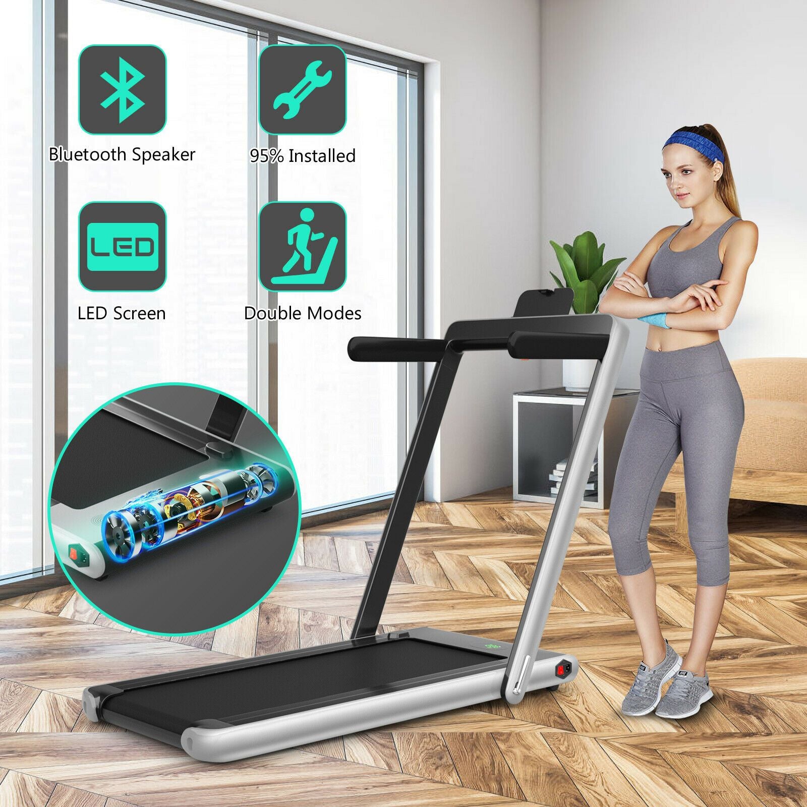 Folding Electric Treadmill with Bluetooth Connectivity (1-12 KPH)