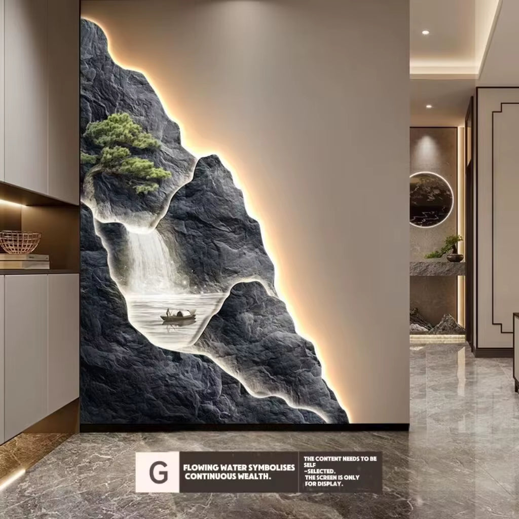 2024 New Flow Generating Wealth, Entrance Decoration Painting, High End Corridor Mural, Landscape Hanging Painting