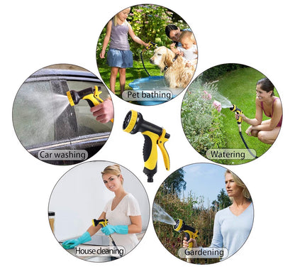 Expandable Garden Hose with Solid Brass Fittings & 10 Function Spray Gun