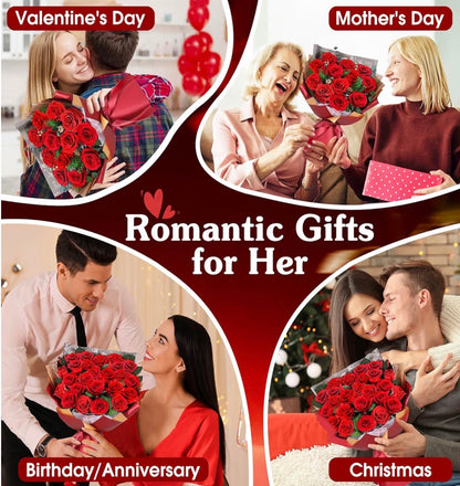 ADDWel 12 Forever Real Roses Bouquet, Fresh Flowers Delivery, Eternal Rose Gifts for Women, Wife, Girlfriend& Mum on Christmas, Valentine's Day, Anniversary& Mother's Day