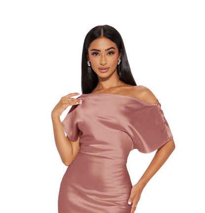 Serene Escape Satin Midi Dress Mauve