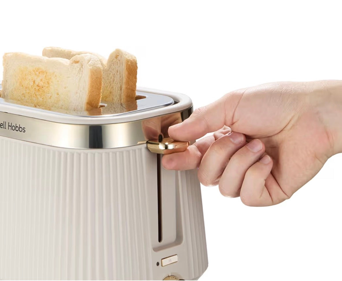 Russell Hobbs 2 Slice Toaster [980W, Frozen/Cancel/Reheat function with Indicator light] Brontë Stone (Extra wide slots, 6 Browning levels, Lift & Look function, Lift high feature) 26761