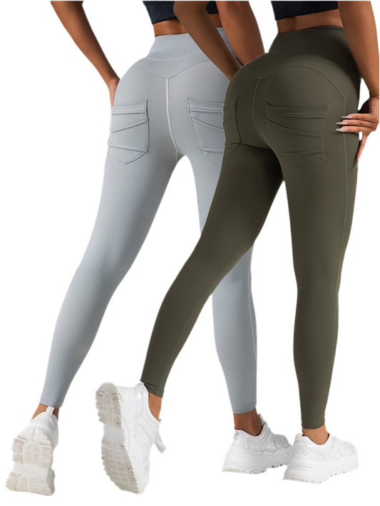 2-Pack High-Waist Yoga Leggings with Pockets – Tummy Control & Ultimate Comfort