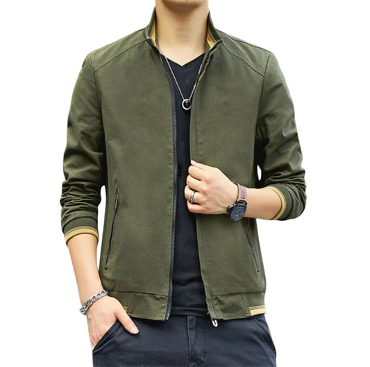 Mens Stand Collar Zipped Up Jacket