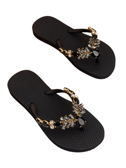 Fashionable Flip Flops for Women – Gemstone Decor Slippers