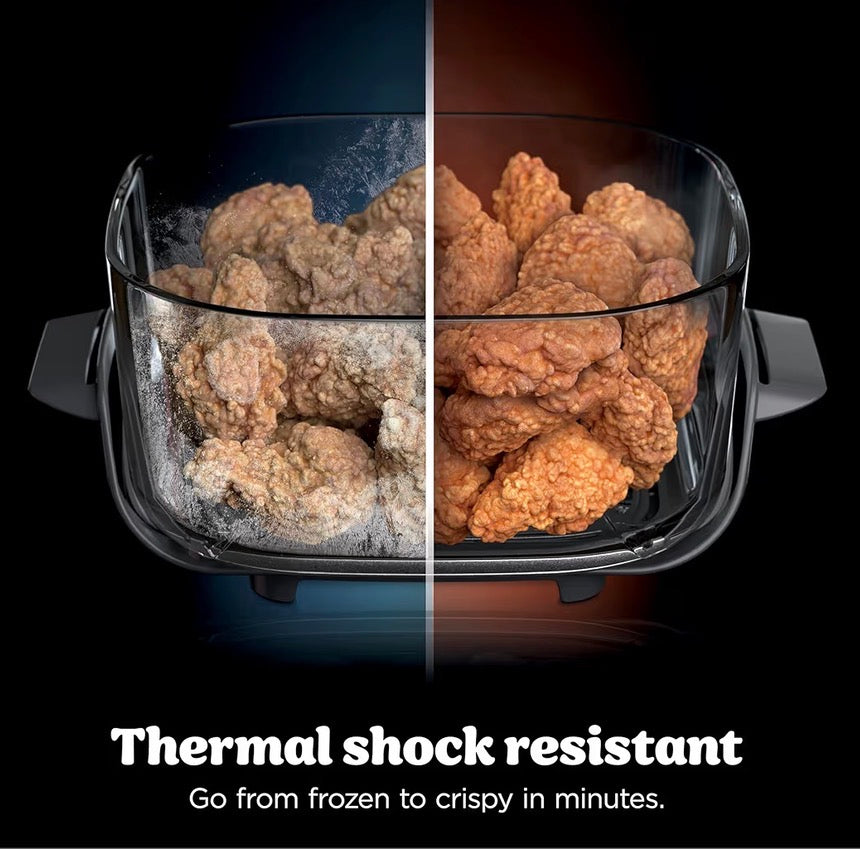 CRISPi Portable Air Fryer, 3.8L, 4-in-1: Air Fry, Roast, Keep Warm, Recrisp, Space Saving Compact Design, 2x Removable Glass Containers & Lids, 1700W, Stone FN101UKST