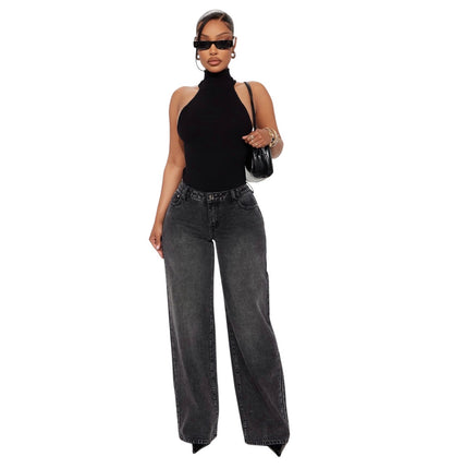 Westside Low Rise Wide Leg Jeans Black Wash